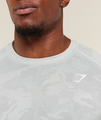 Gymshark Geo Seamless Long Sleeve T-Shirt - Light Grey/Smokey Grey