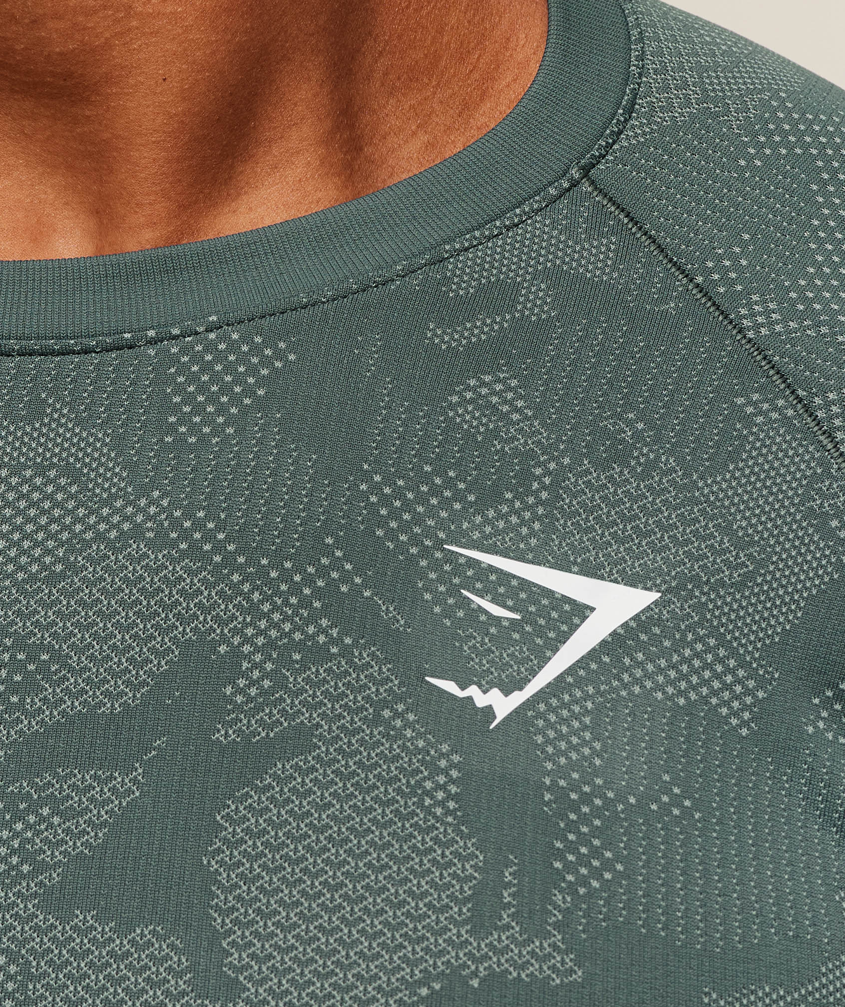 Gymshark Geo Seamless Long Sleeve T-Shirt - Slate Teal/Denim Grey