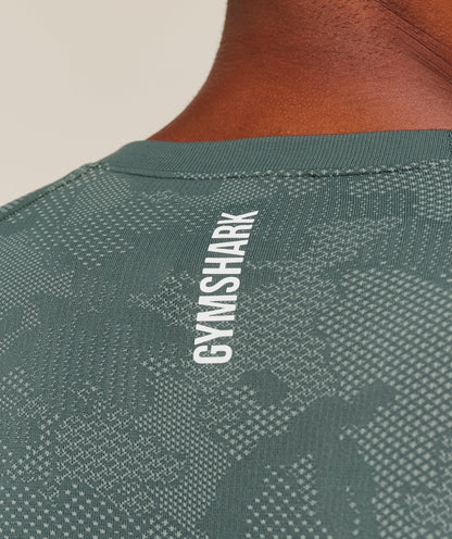 Gymshark Geo Seamless Long Sleeve T-Shirt - Slate Teal/Denim Grey
