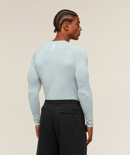 Gymshark Geo Seamless Long Sleeve T-Shirt - Smoke Blue/Soft White