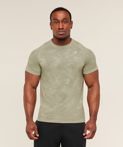 Gymshark Geo Seamless T-Shirt -  Haze Green /  Unit Green