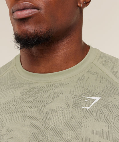 Gymshark Geo Seamless T-Shirt -  Haze Green /  Unit Green