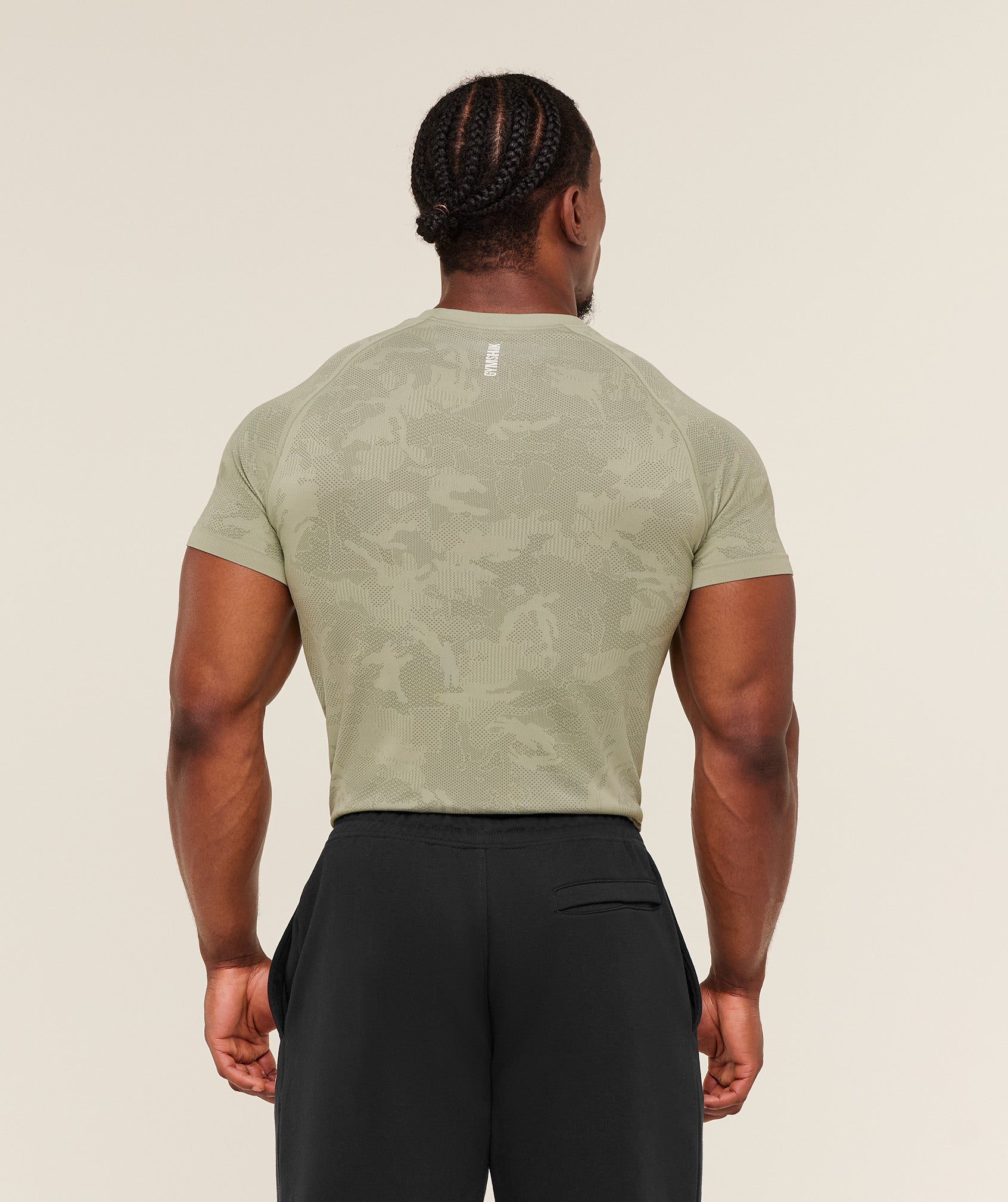 Gymshark Geo Seamless T-Shirt -  Haze Green /  Unit Green
