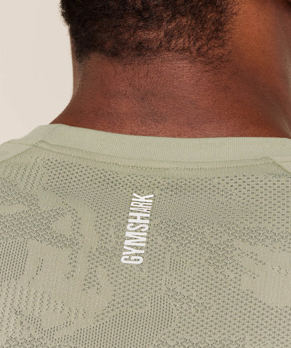 Gymshark Geo Seamless T-Shirt -  Haze Green /  Unit Green