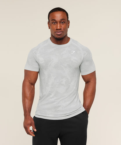 Gymshark Geo Seamless T-Shirt - Light Grey/Smokey Grey