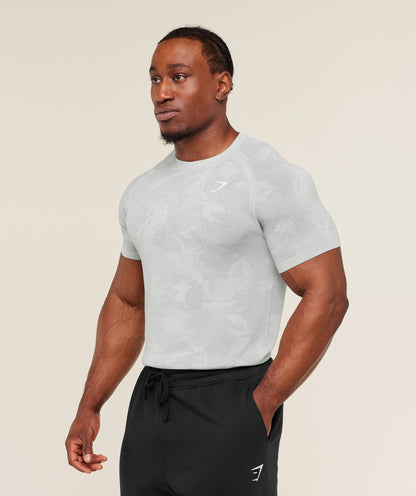 Gymshark Geo Seamless T-Shirt - Light Grey/Smokey Grey