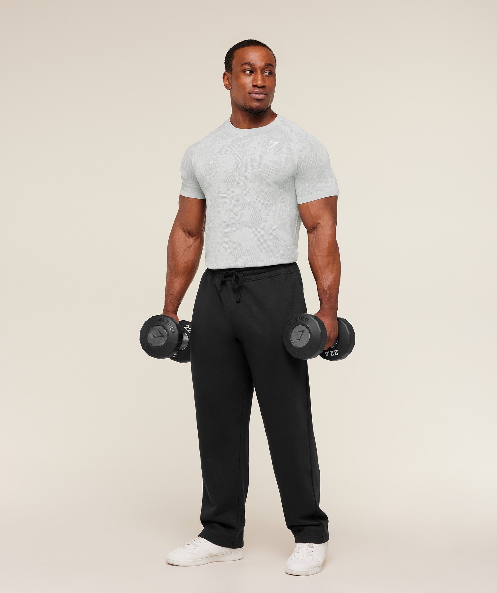 Gymshark Geo Seamless T-Shirt - Light Grey/Smokey Grey