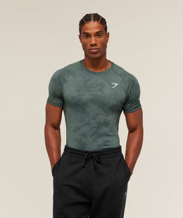 Gymshark Geo Seamless T-Shirt - Slate Teal/Denim Grey