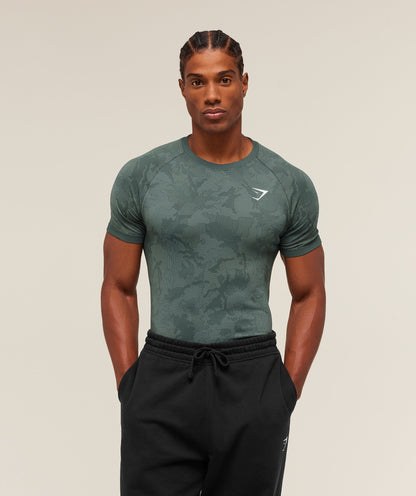Gymshark Geo Seamless T-Shirt - Slate Teal/Denim Grey