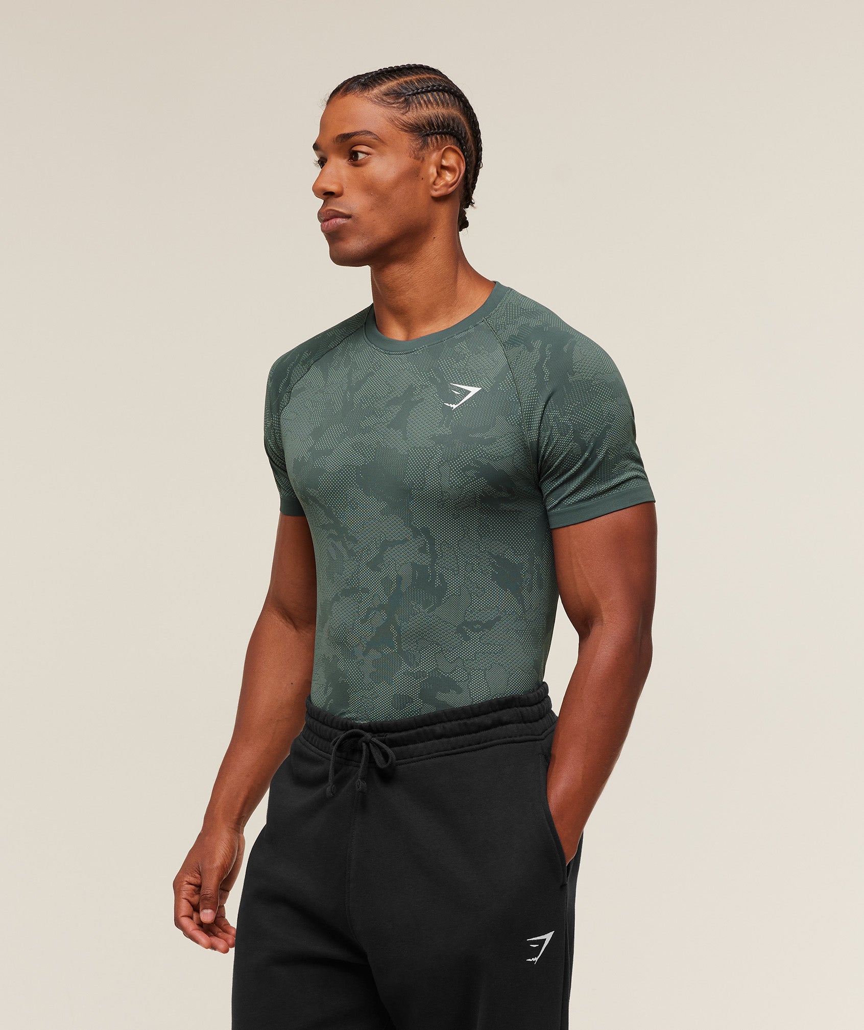 Gymshark Geo Seamless T-Shirt - Slate Teal/Denim Grey
