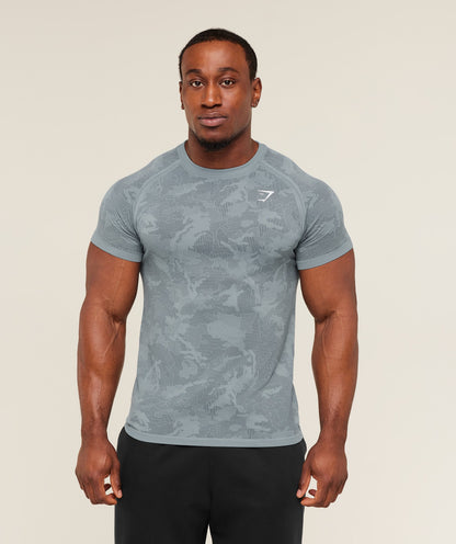 Gymshark Geo Seamless T-Shirt -  Storm Blue /  Stealth Blue