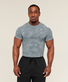 Gymshark Geo Seamless T-Shirt -  Storm Blue /  Stealth Blue