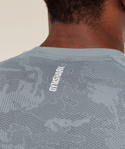 Gymshark Geo Seamless T-Shirt -  Storm Blue /  Stealth Blue