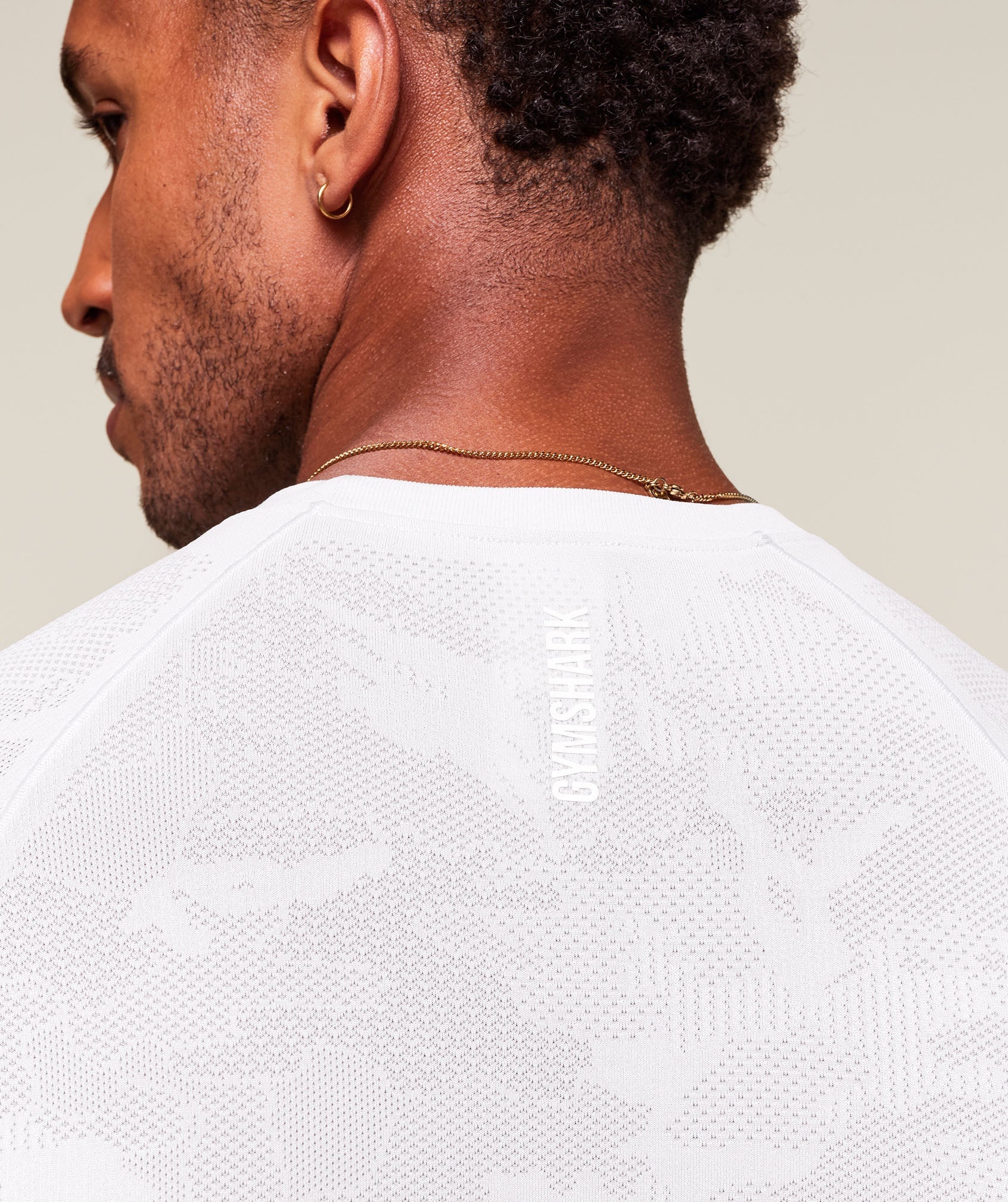 Gymshark Geo Seamless T-Shirt - White/Light Grey
