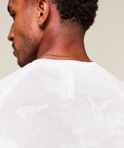 Gymshark Geo Seamless T-Shirt - White/Light Grey