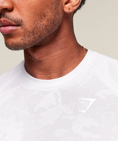 Gymshark Geo Seamless T-Shirt - White/Light Grey