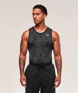 Gymshark Geo Seamless Tank - Black/Charcoal Grey