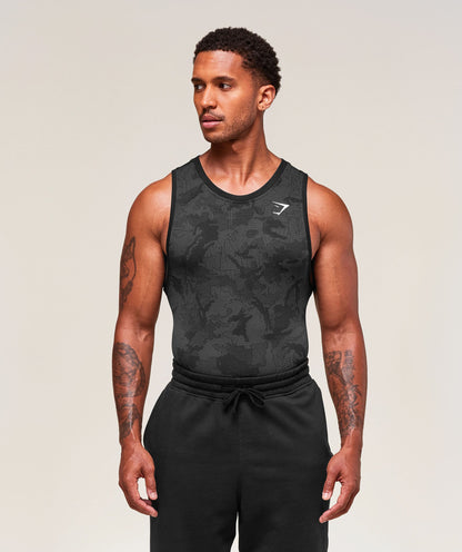 Gymshark Geo Seamless Tank - Black/Charcoal Grey