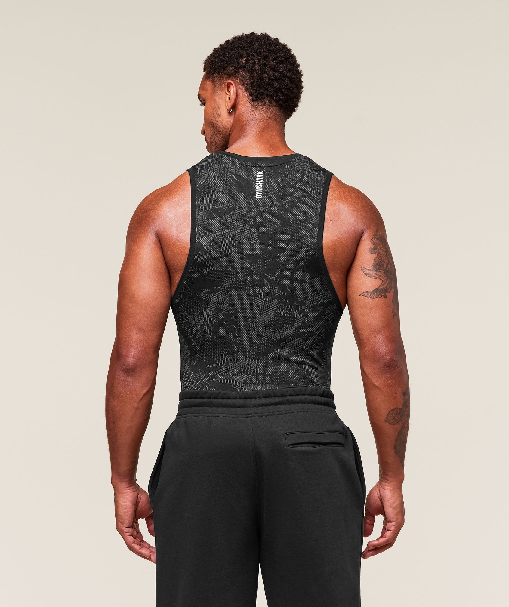 Gymshark Geo Seamless Tank - Black/Charcoal Grey