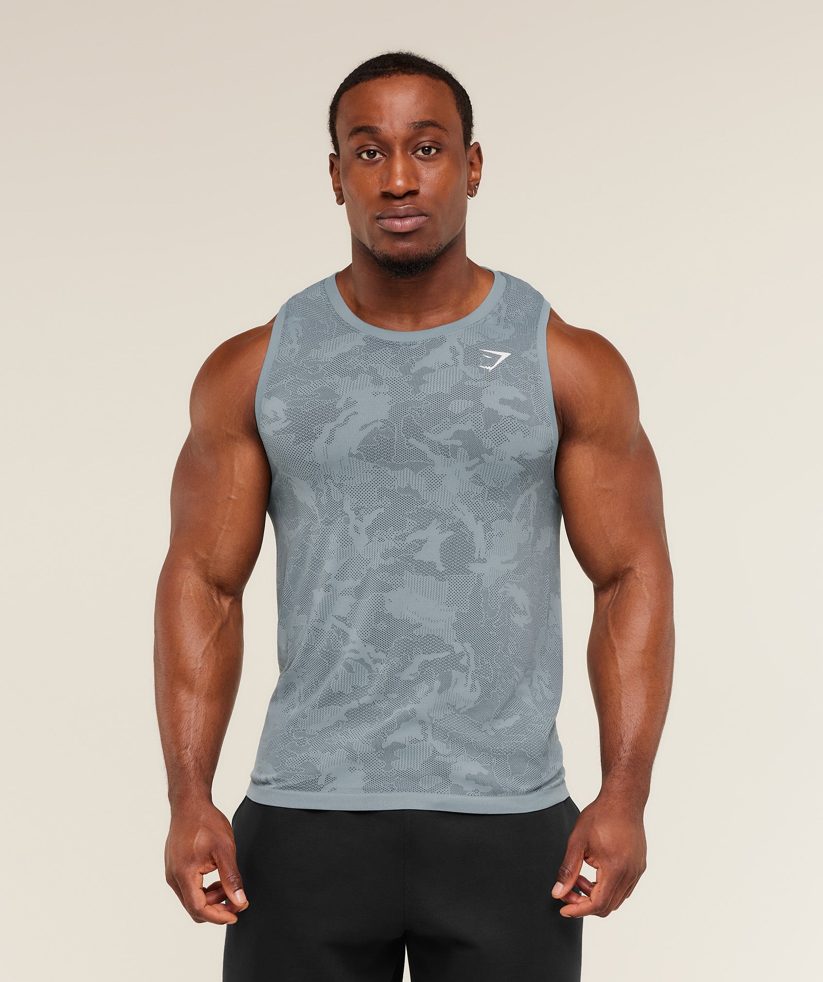 Gymshark Geo Seamless Tank -  Storm Blue /  Stealth Blue