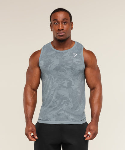 Gymshark Geo Seamless Tank -  Storm Blue /  Stealth Blue