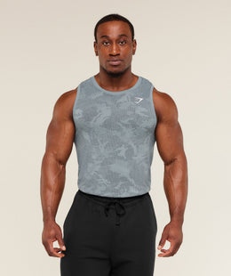 Gymshark Geo Seamless Tank -  Storm Blue /  Stealth Blue