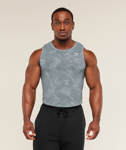 Gymshark Geo Seamless Tank -  Storm Blue /  Stealth Blue