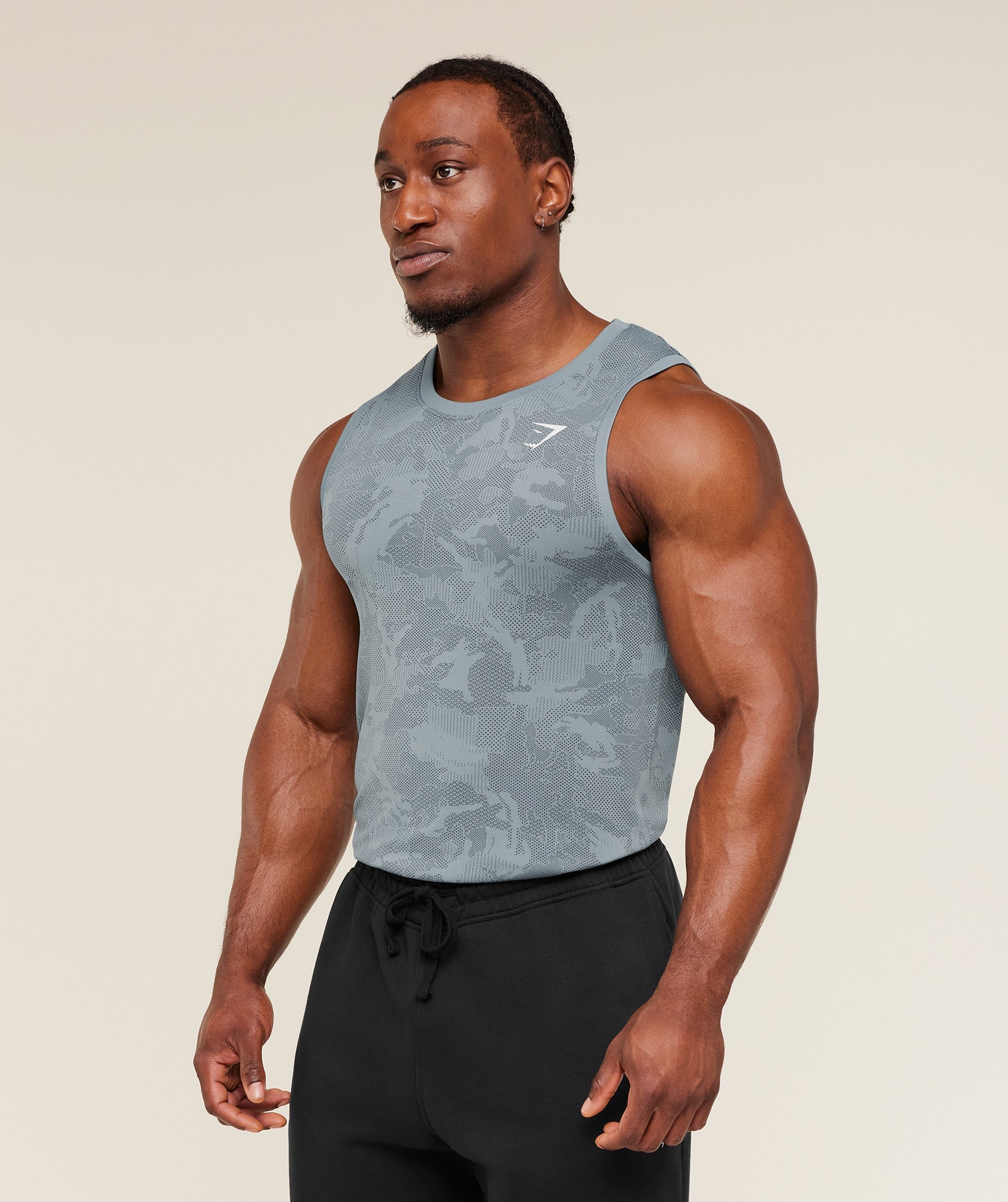 Gymshark Geo Seamless Tank -  Storm Blue /  Stealth Blue