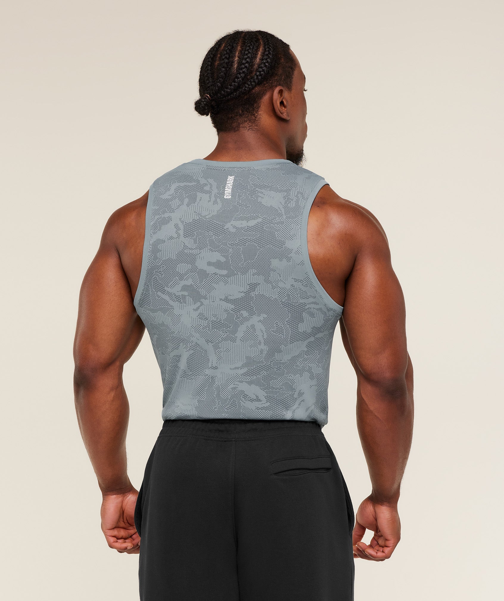 Gymshark Geo Seamless Tank -  Storm Blue /  Stealth Blue