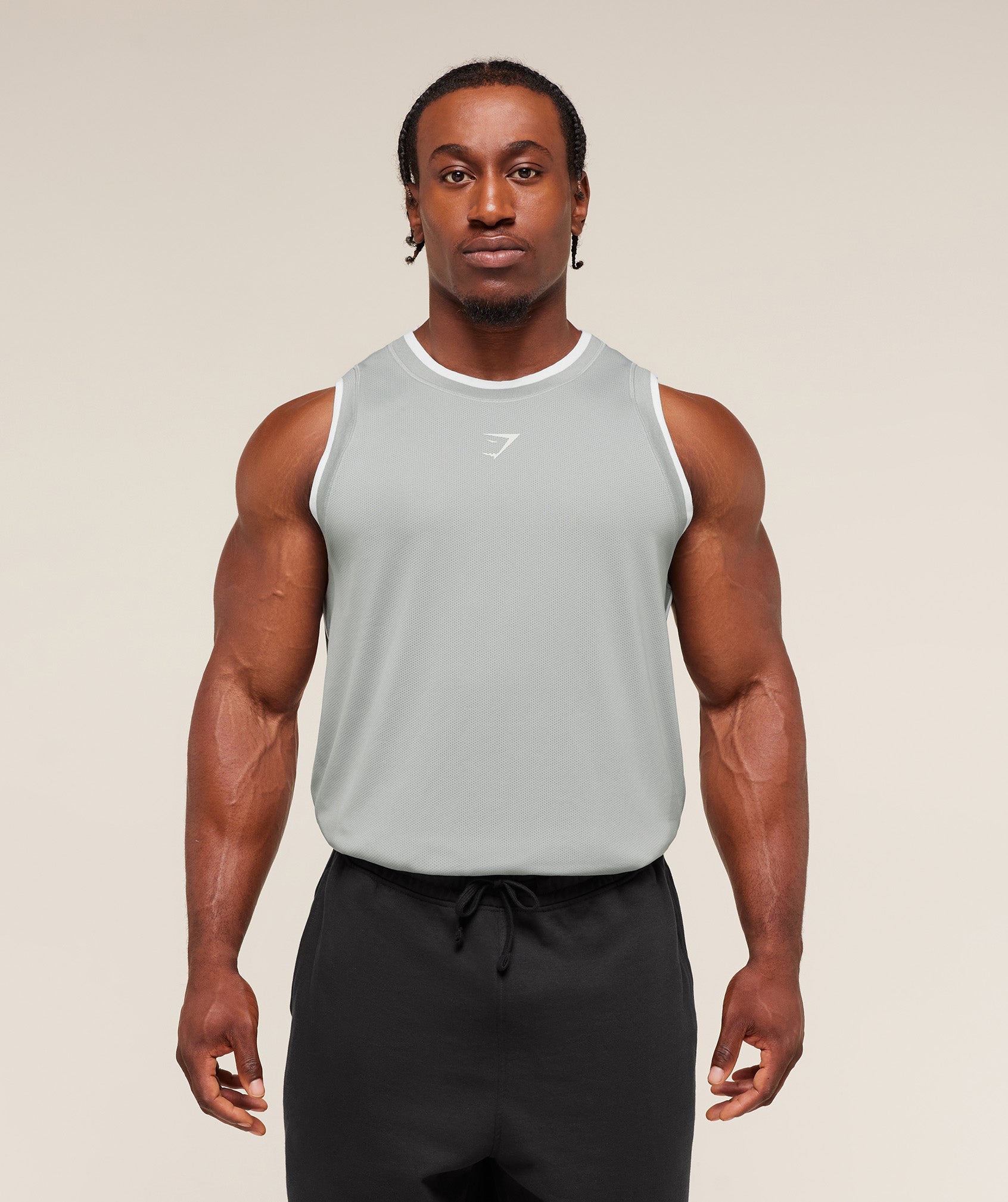Gymshark Graphic Basketball Mesh Tank - Silver Grey