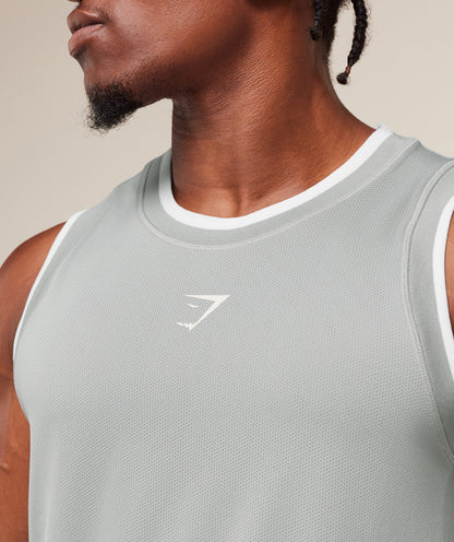 Gymshark Graphic Basketball Mesh Tank - Silver Grey