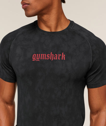 Gymshark Grunge Seamless T-Shirt - Black/Onyx Grey