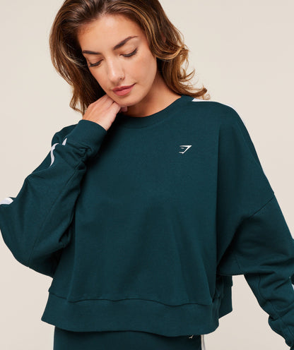 Gymshark Piping Midi Crew Neck - Deep Petrol Blue/Smoke Blue/Soft White