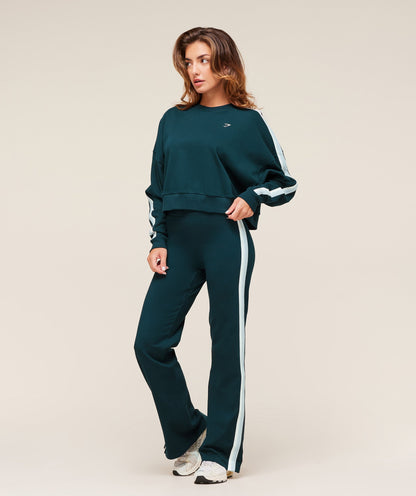 Gymshark Piping Midi Crew Neck - Deep Petrol Blue/Smoke Blue/Soft White