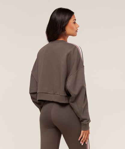 Gymshark Piping Midi Crew Neck - Walnut Brown/Chestnut Pink/Soft White