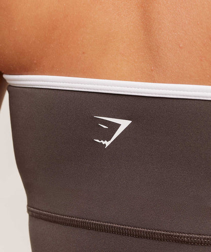 Gymshark Piping Bandeau With Shelf - Walnut Brown/Chestnut Pink/Soft White