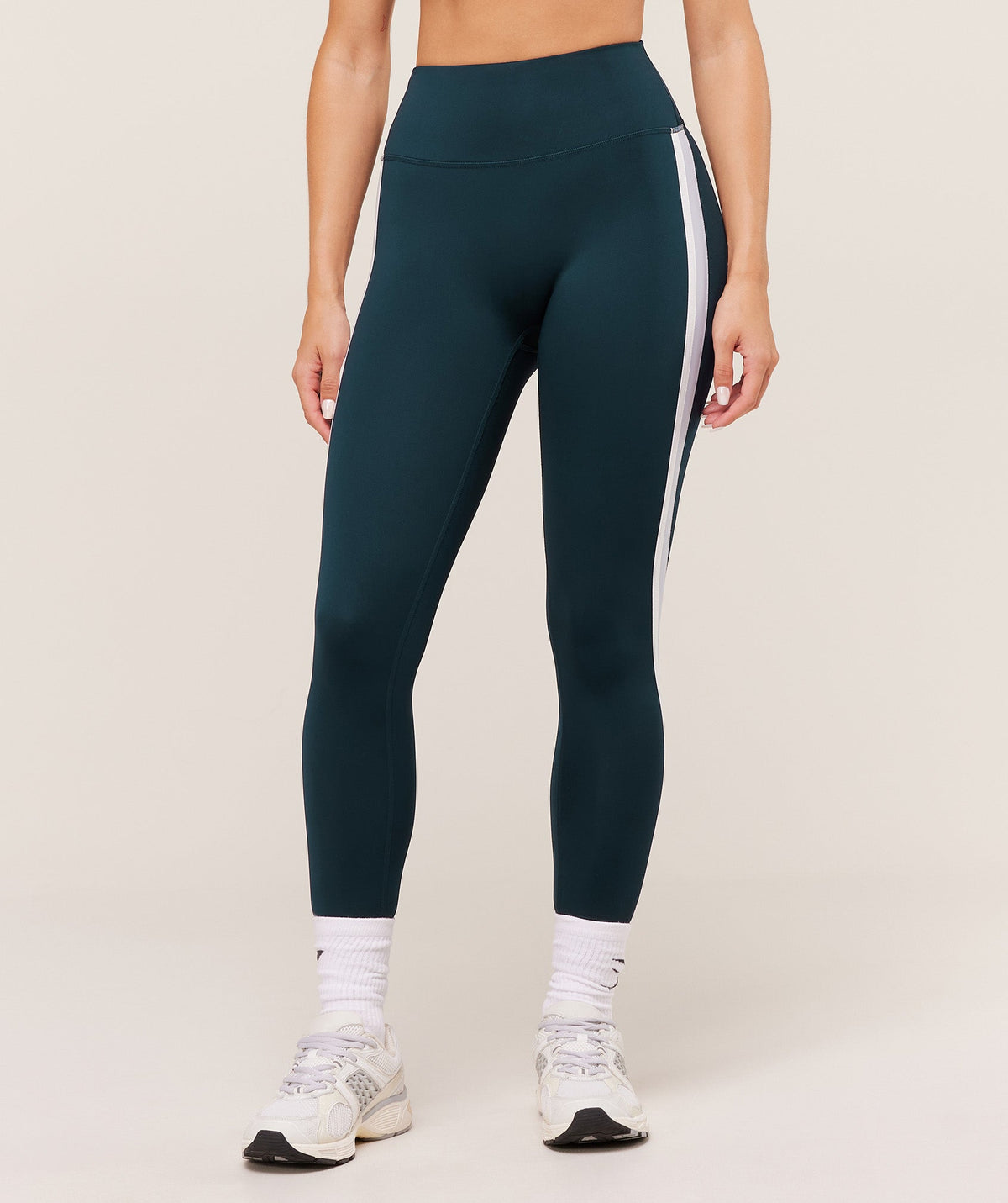 Gymshark Piping Leggings - Deep Petrol Blue/Smoke Blue/Soft White