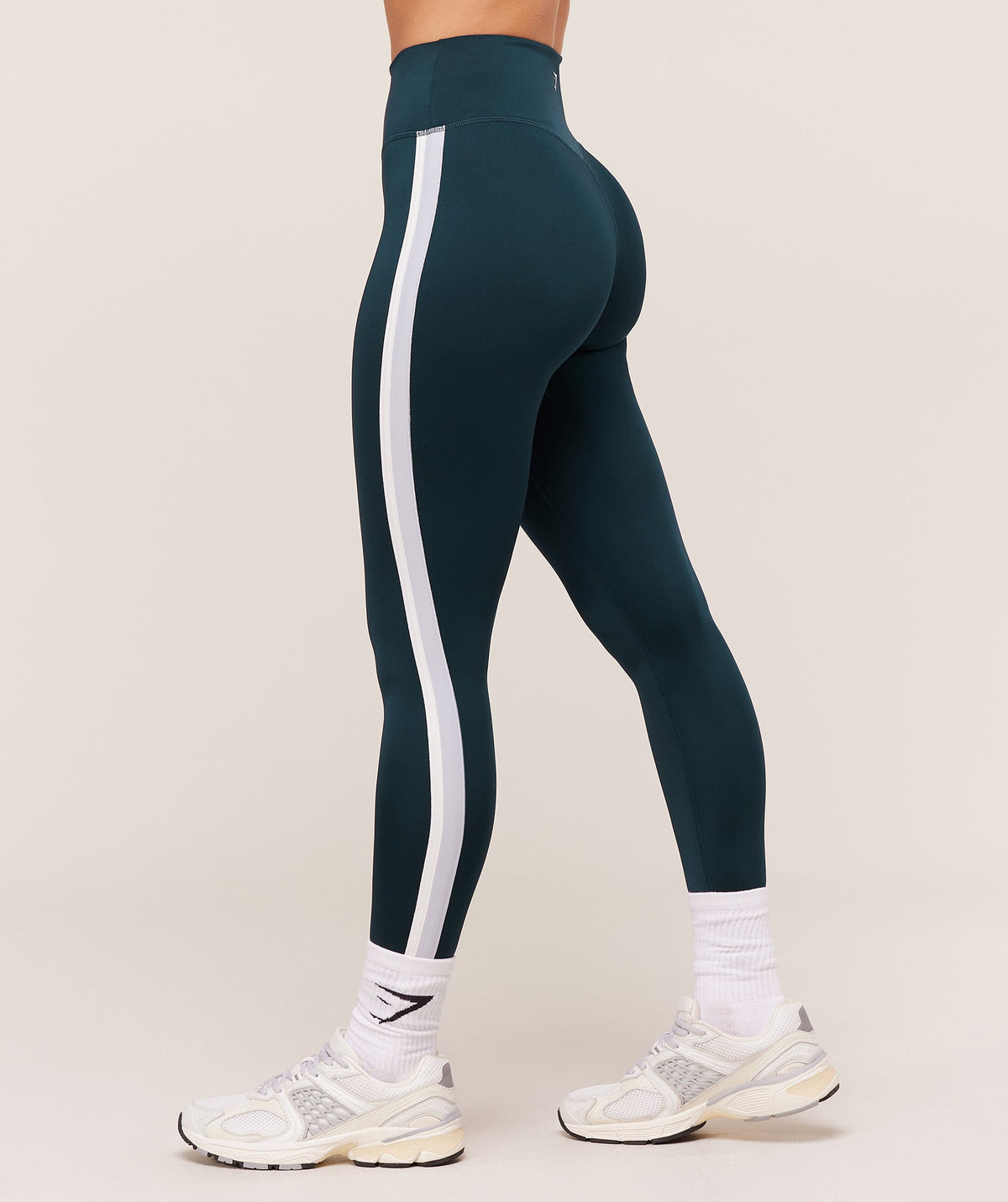Gymshark Piping Leggings - Deep Petrol Blue/Smoke Blue/Soft White