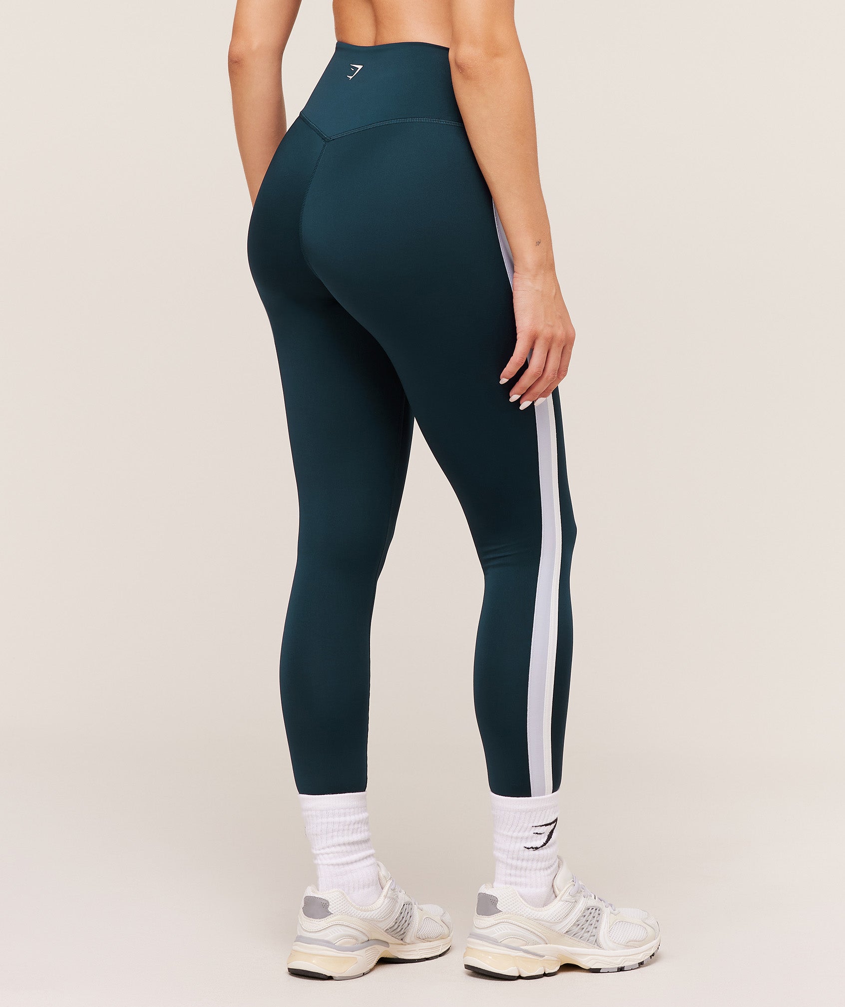 Gymshark Piping Leggings - Deep Petrol Blue/Smoke Blue/Soft White