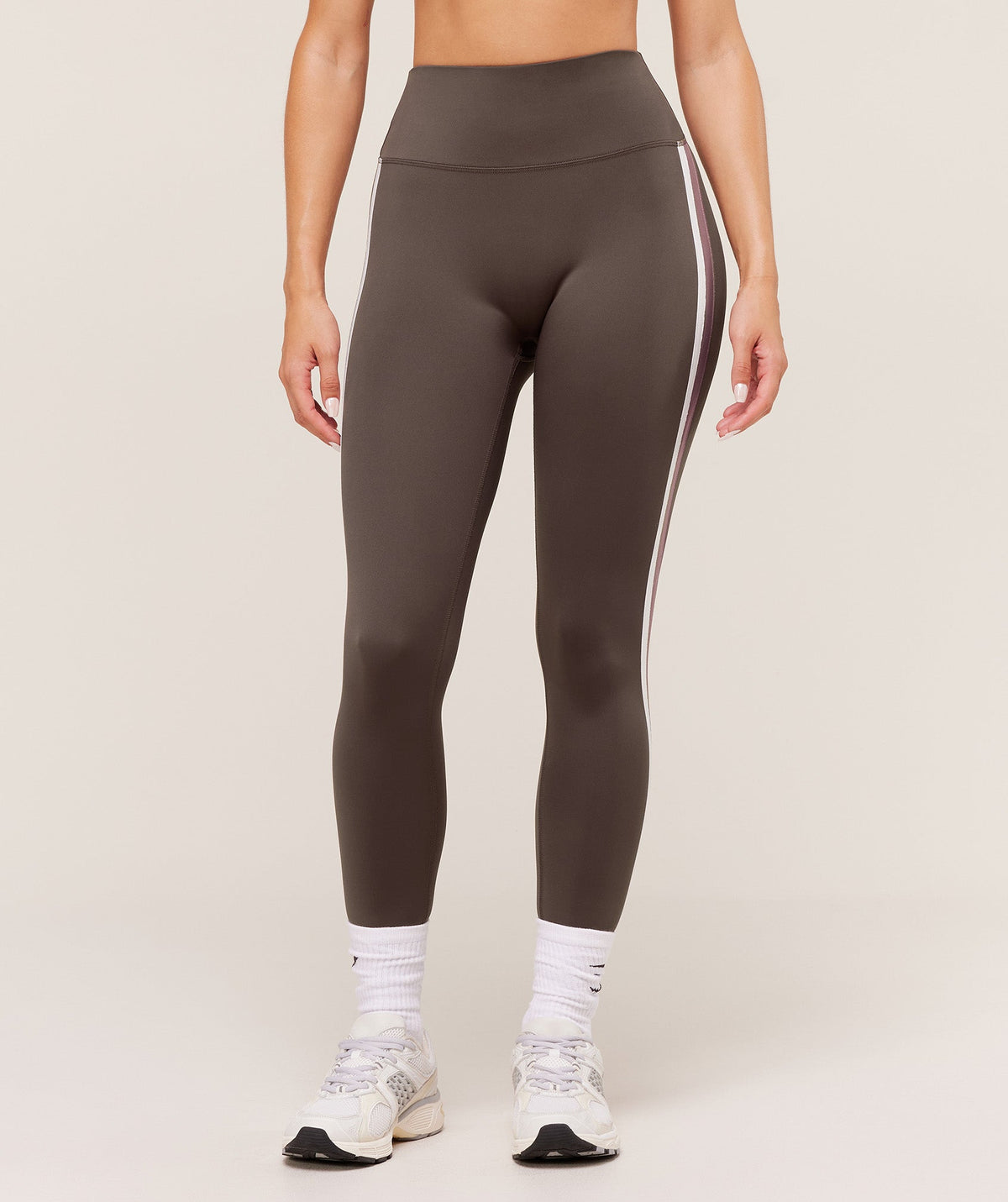 Gymshark Piping Leggings - Walnut Brown/Chestnut Pink/Soft White