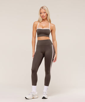 Gymshark Piping Leggings - Walnut Brown/Chestnut Pink/Soft White