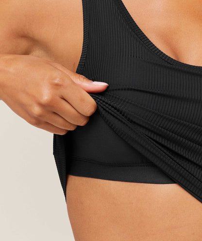 Gymshark Ribbed Midi Tank With Shelf - Black