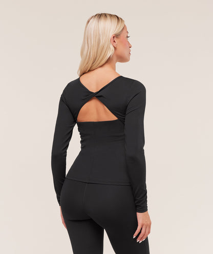 Gymshark Twist Back Long Sleeve Top - Black