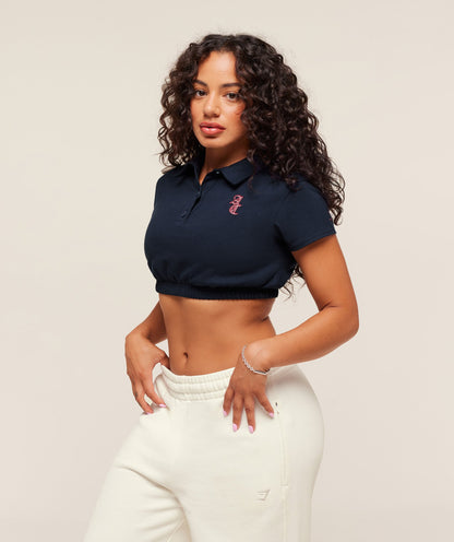 Gymshark x Analis Cropped Polo - Midnight Blue