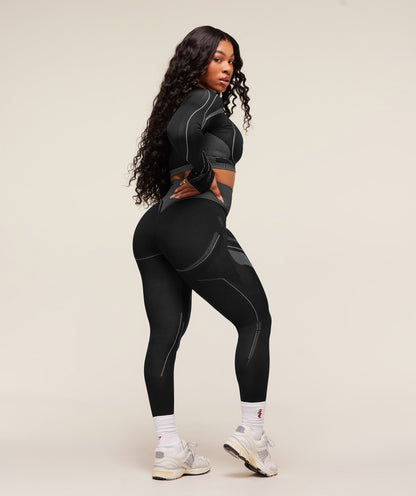 Gymshark x Analis Seamless Leggings - Black/Silver Grey