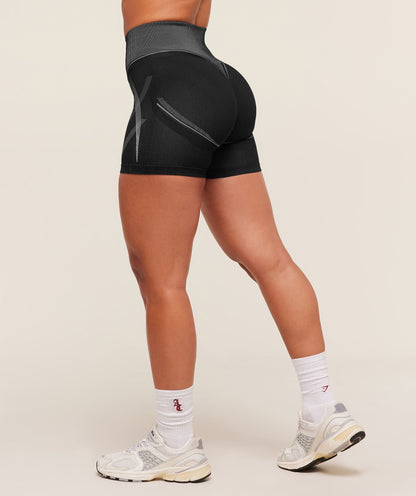 Gymshark x Analis Seamless Shorts - Black/Silver Grey