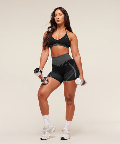 Gymshark x Analis Seamless Sports Bra - Black/Silver Grey