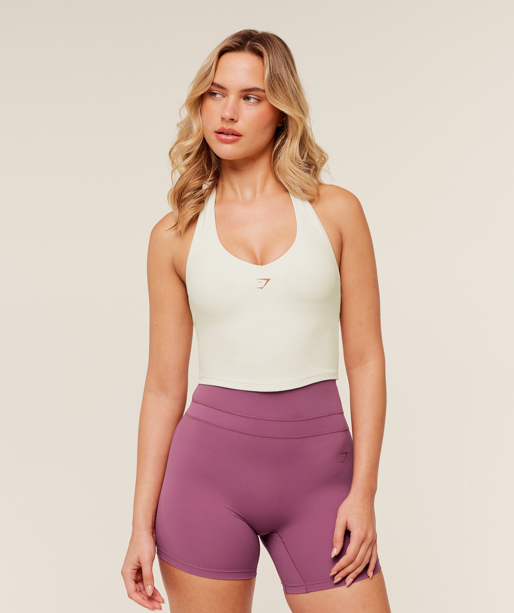 Gymshark Halter Neck Cami with Shelf - GS Soft White