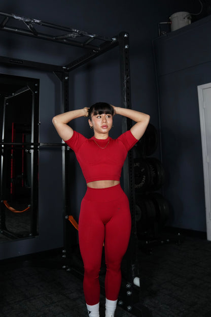 Gymshark Lift Seamless Short Sleeve Top - Carmine Red