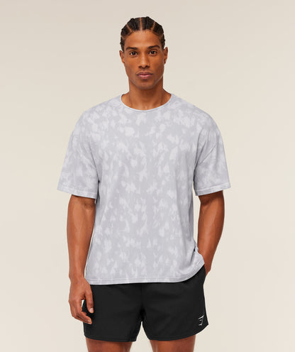 Gymshark Distance Seamless T-Shirt -  Light Grey /  Light Grey / ACID WASH
